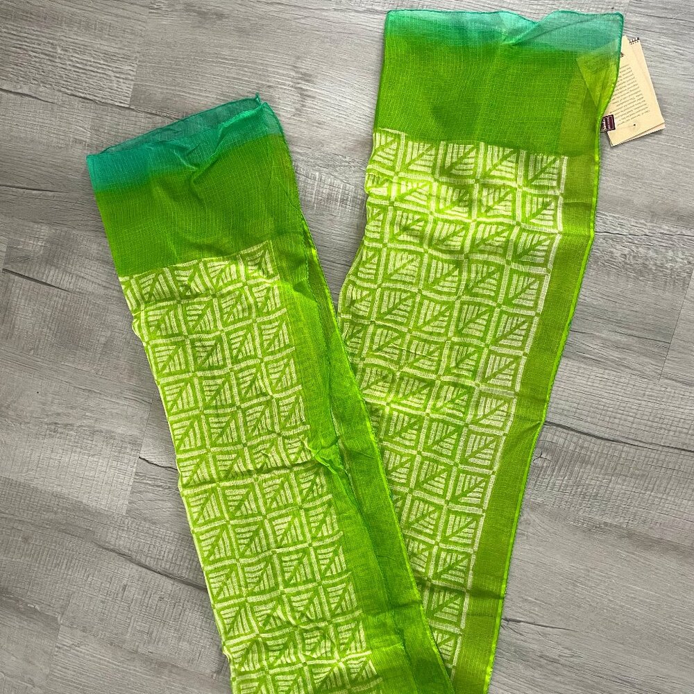 fabindia silk blend Stole Scarf Wrap Hand Block Printed